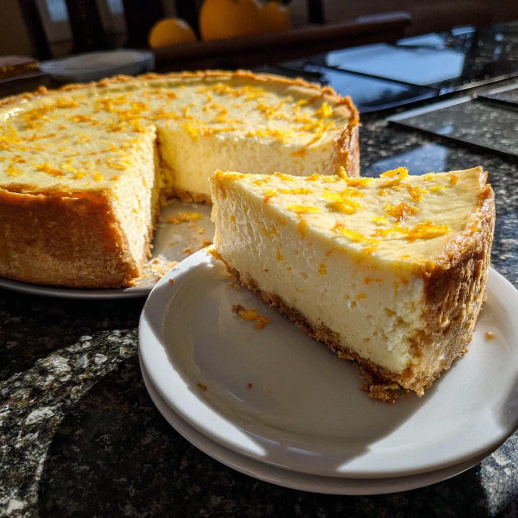 Käsekuchen mit Vanille und Zitronenabrieb