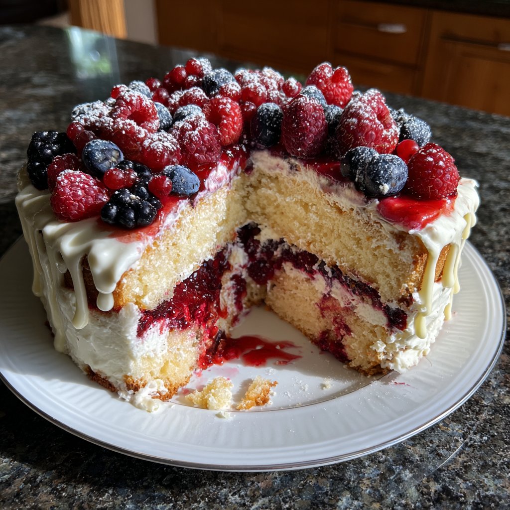 Geburtstagskuchen mit Beerencreme