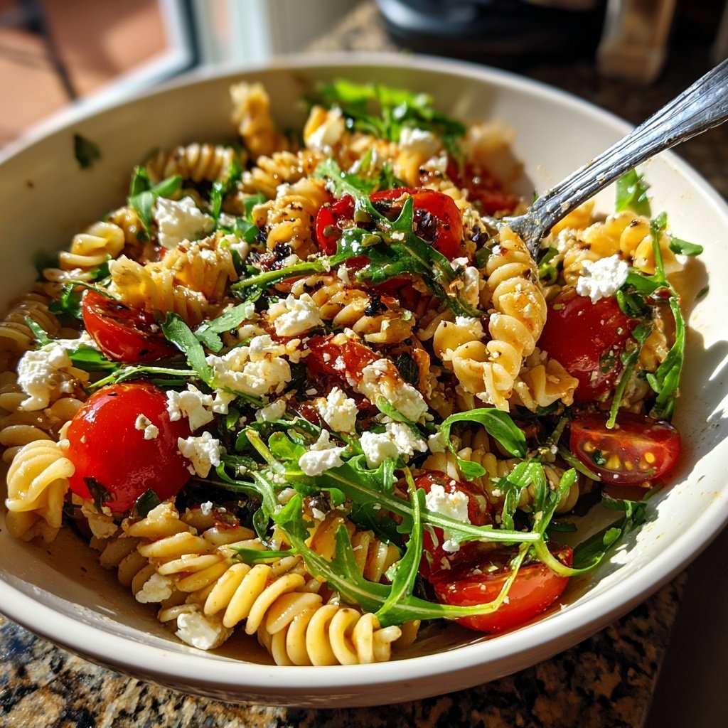 Mediterraner Nudelsalat Mit Rucola
