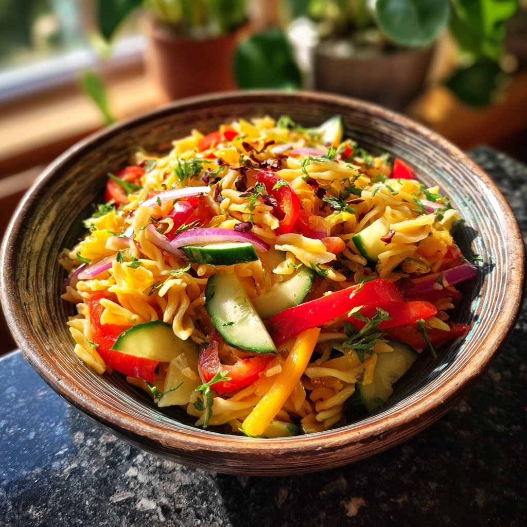 Mediterraner Nudelsalat Mit Gurke