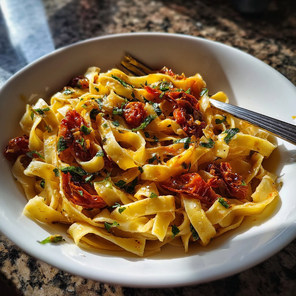 Tagliatelle mit Ofentomaten