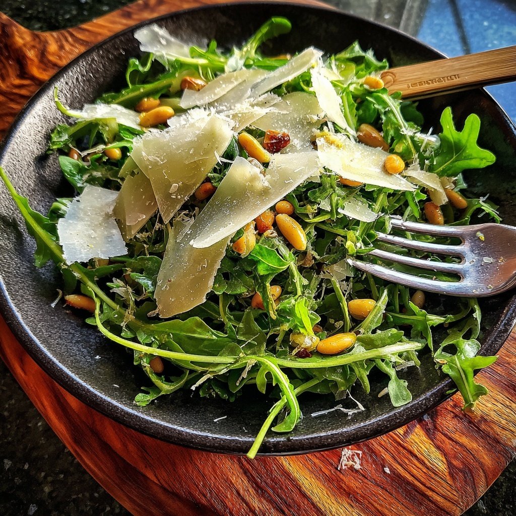 Rucola-Salat mit Parmesan & Pinienkernen