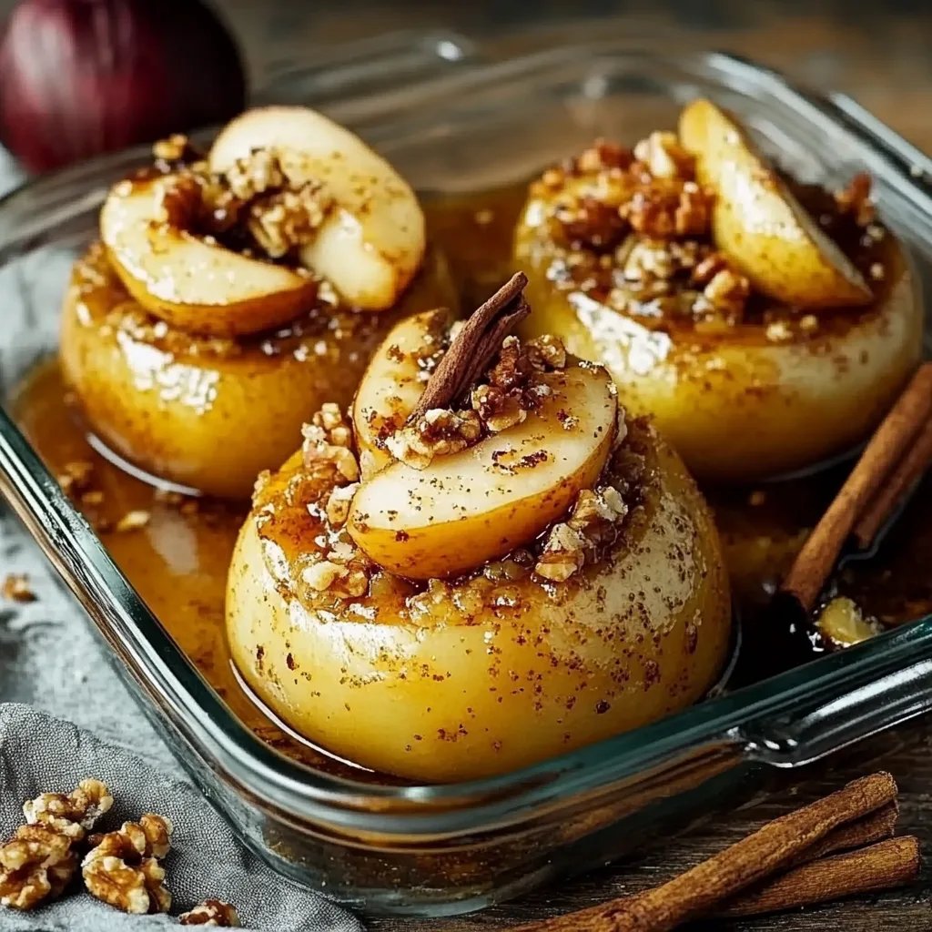 Gebackene Birnen mit Honig und Walnüssen