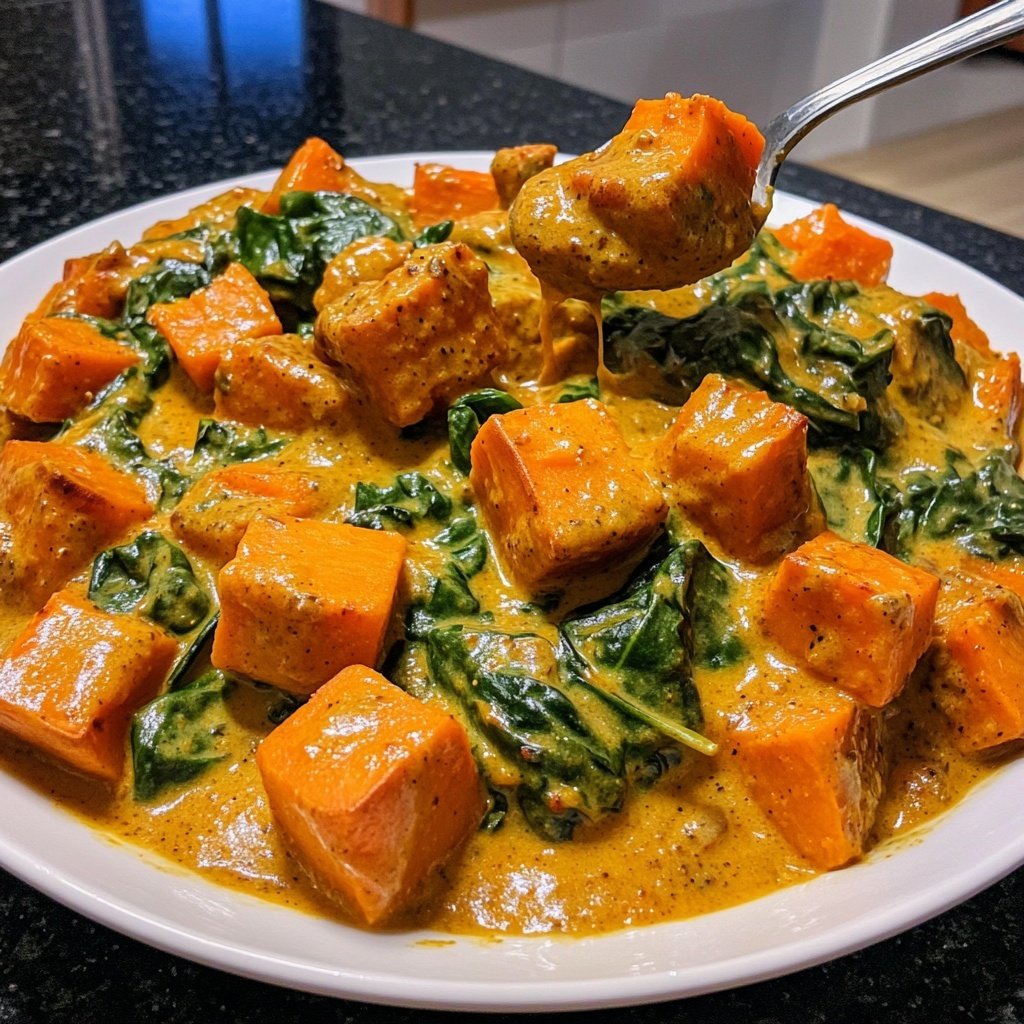 Süßkartoffelcurry mit Spinat