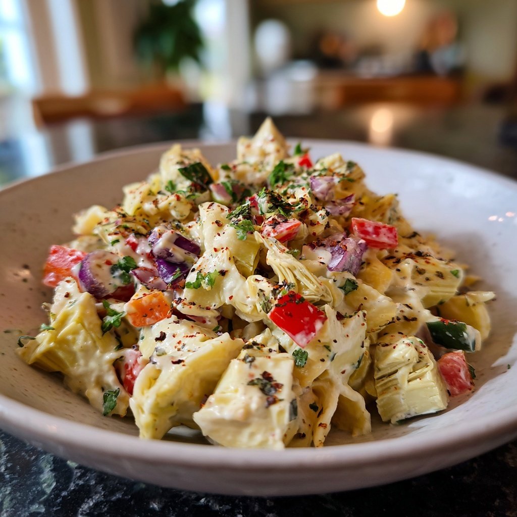 Nudelsalat Mediterran Mit Artischocken